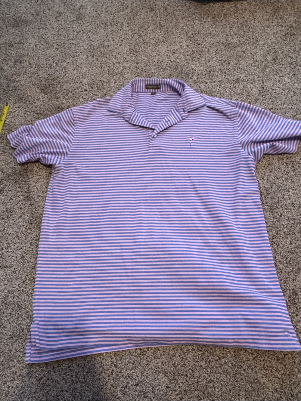 Peter Millar Summer Comfort Men’s Lavender & Blue Striped Polo Shirts size L